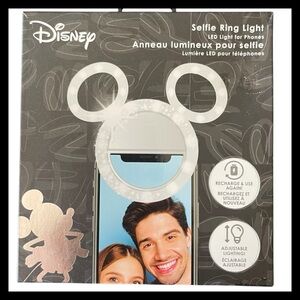 Disney Mickey Mouse Clip On Selfie Ring Light Rechargeable/Adjustable Lighting